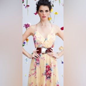 Anthropologie Meadow Rue Floral Silk Midi Dress